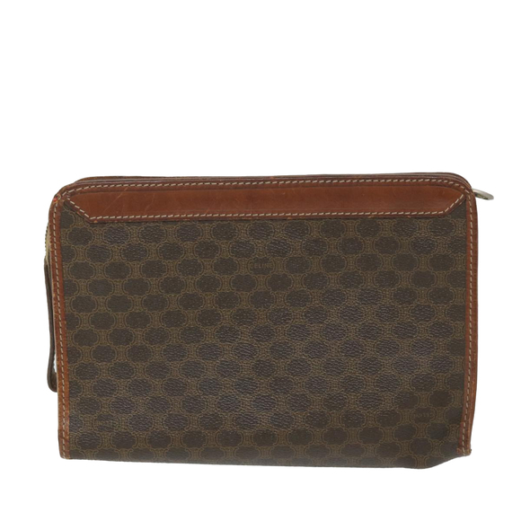 CELINE Macadam Canvas Clutch Bag PVC Leather 2Set Brown Auth ar10789 - Picture 3 of 14